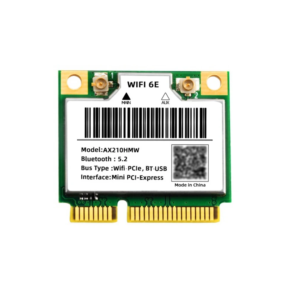 

WiFi 6E AX210HMW Mini PCIE WiFi 6 Wifi Card for AX210 5374Mbps Bluetooth5.2 802.11Ax 2.4G/5G/6G WiFi6 Wireless Adapter