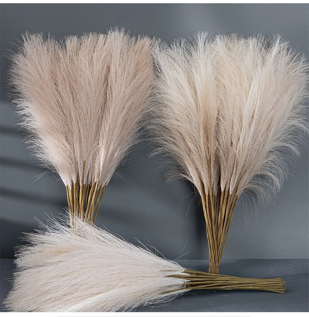 5/10/20PCS Fluffy Pampas Grass Boho Decoration Artificial Flower Fake Plant Reed 42cm Simulated Wedding Home Room Decoration