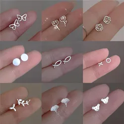 Minimalism Earring 925 Silver Needle Allergic Protection Butterfly Flower Stud Earrings for Women Girls Jewellery Wholesale