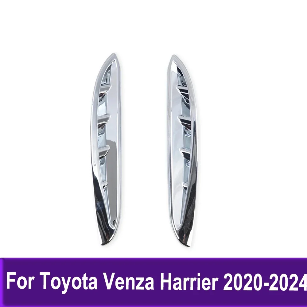 

Front Grille Air Vent Cover For Toyota Venza Harrier 2020-2022 2023 2024 Chrome Grill Trim Styling Molding Exterior Accessories