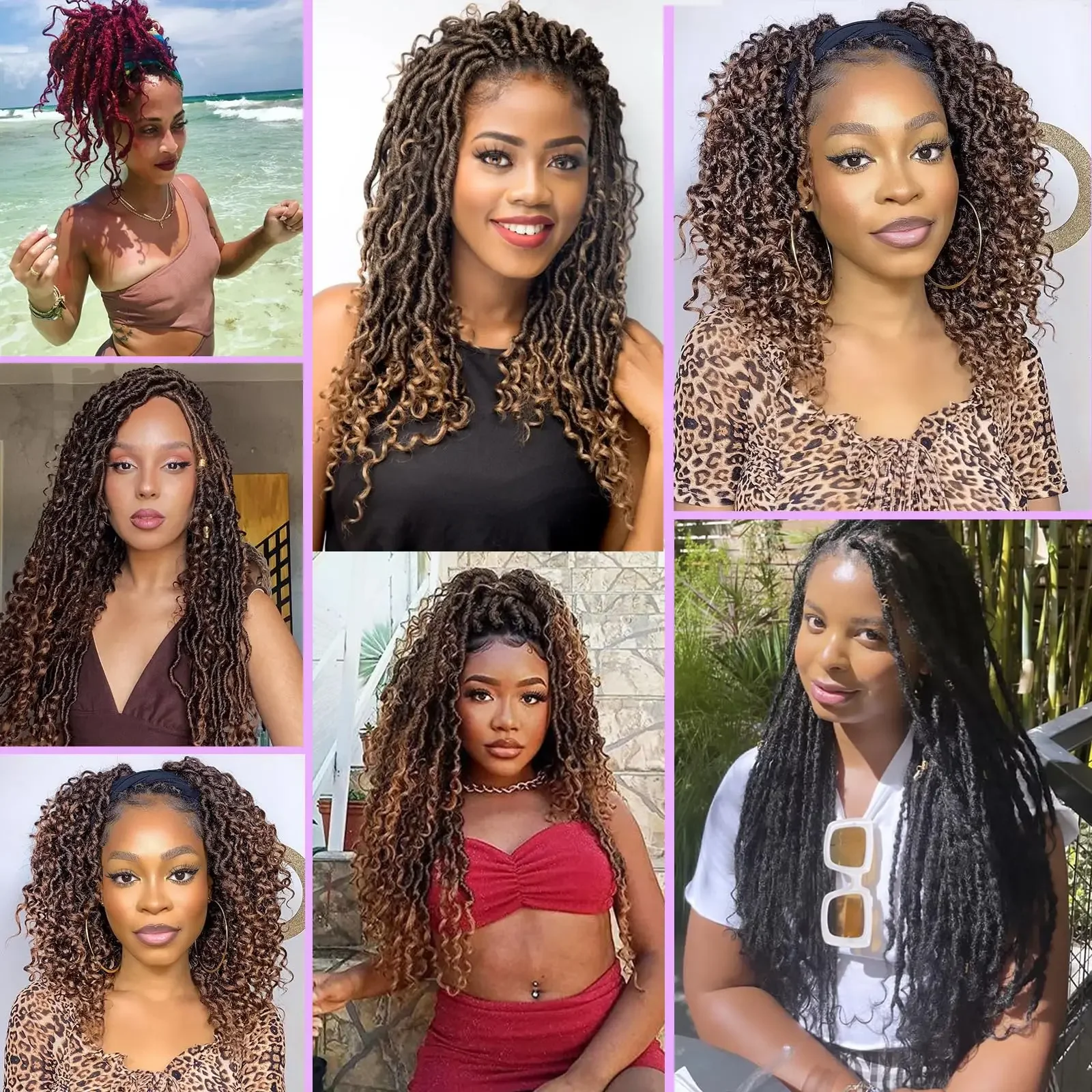 Goddess Locs Crochet Hair 18/24 Inch 8 Packs Pre Looped Crochet Faux Locs With Curly Ends Ombre Faux Locs Crochet Hair for Women