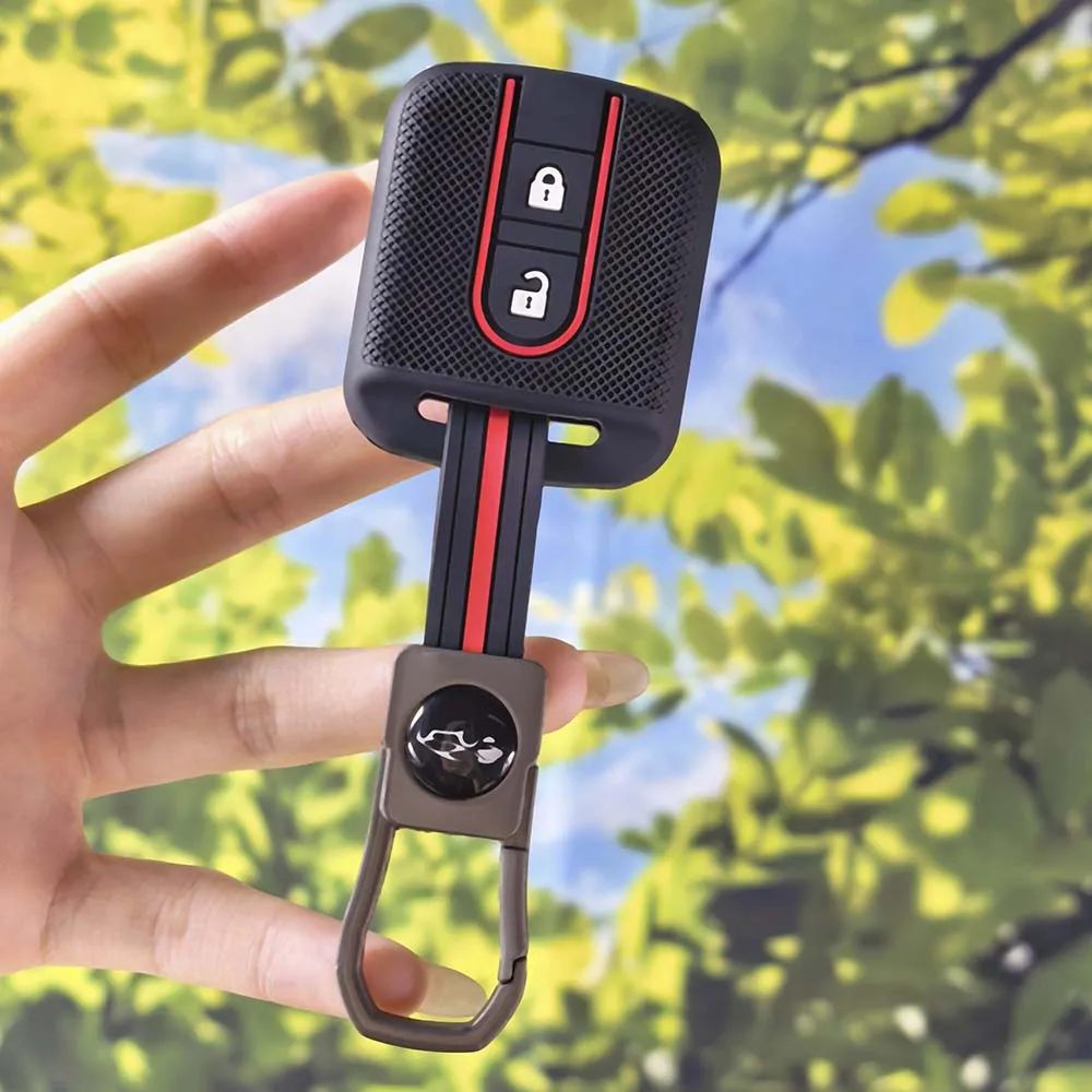 Matte Red Trim Key Shell With Keychain For Nissan Tiida X-Trail Pathfinder Navara Qashqai Primera P12 J10 Car Accessory