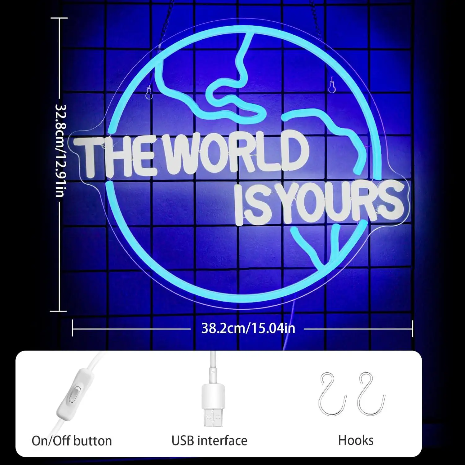 The World Is Yours Neon Sign USB Dimmab LED Lights for Bedroom Game Club Man Cave Office Graduation Party Decor Birthday Gifts