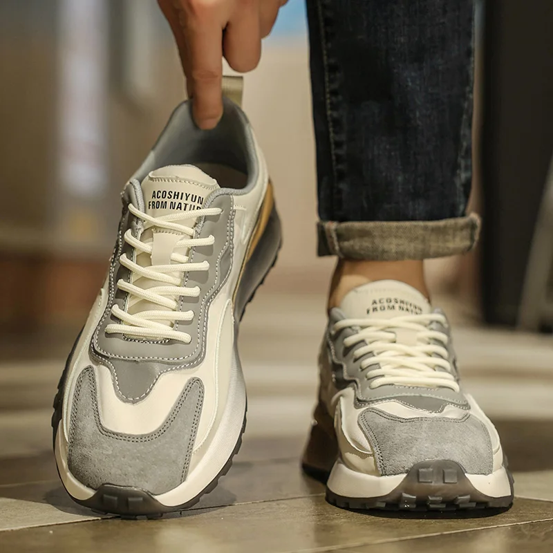 

Sports and leisure shoes, men's shoes, marathon oversized air cushioned shoes, fly woven all season rubber, wear-resistant, anti