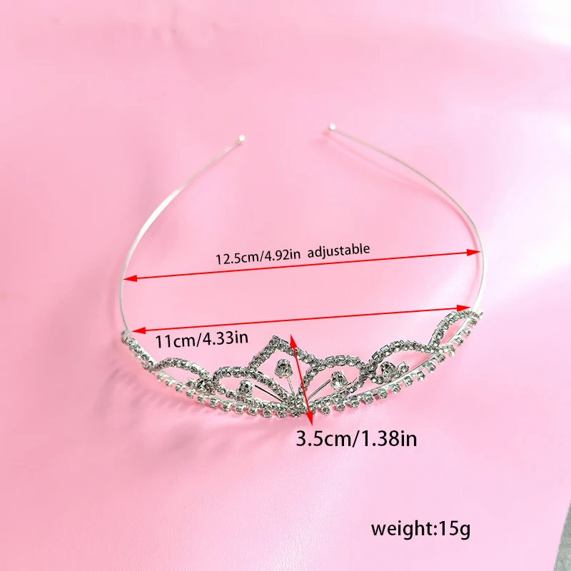 Silver Color Rhinestone Bridal Crown Luxury Crystal Tiara Wedding Queen Princess Headpiece Party Birthday Party Hair Accessories view 5