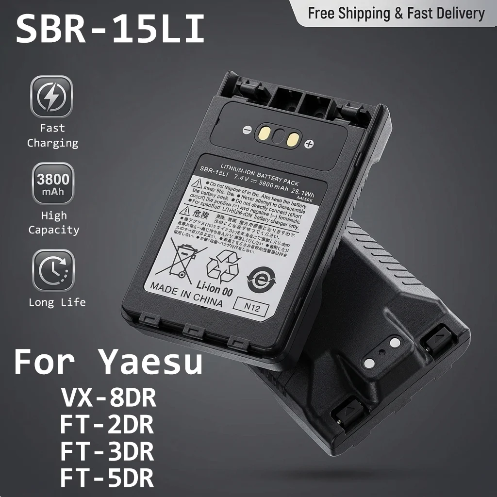 

1PC 3800mAh SBR-15LI Battery for Yaesu VX-8DR/FT-2DR/FT-3DR/FT-5DR Radio Walkie Talkie Batteries Rechargeable Power
