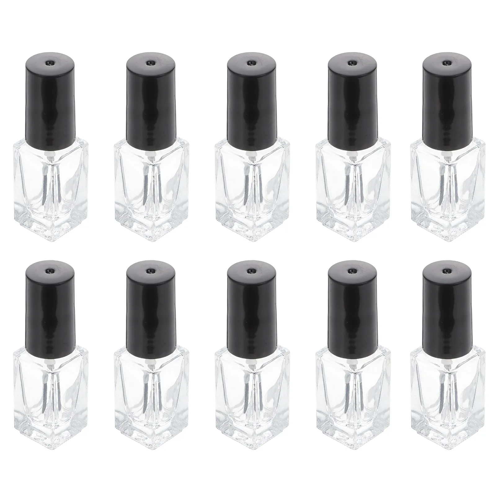 20 pcs Nail Refillable Brush Polish Empty Bottles Glass Halloween Christmas New Year Empty Nail Polish Bottle Square