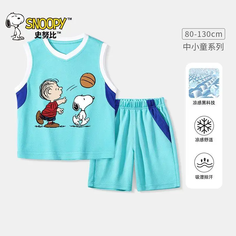 Kawaii Snoopy Cartoon Cute Summer Children's Clothing Product Children's Vest Sports Set Basketball Clothes Quick Drying Clothes