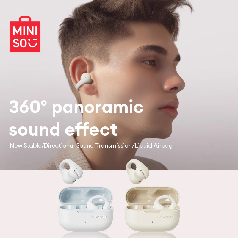 Choice Miniso MCT12 Touch Control Ear Clip Headphones True Wireless Waterproof Earphones Long Endurance Noise Reduction Earbuds