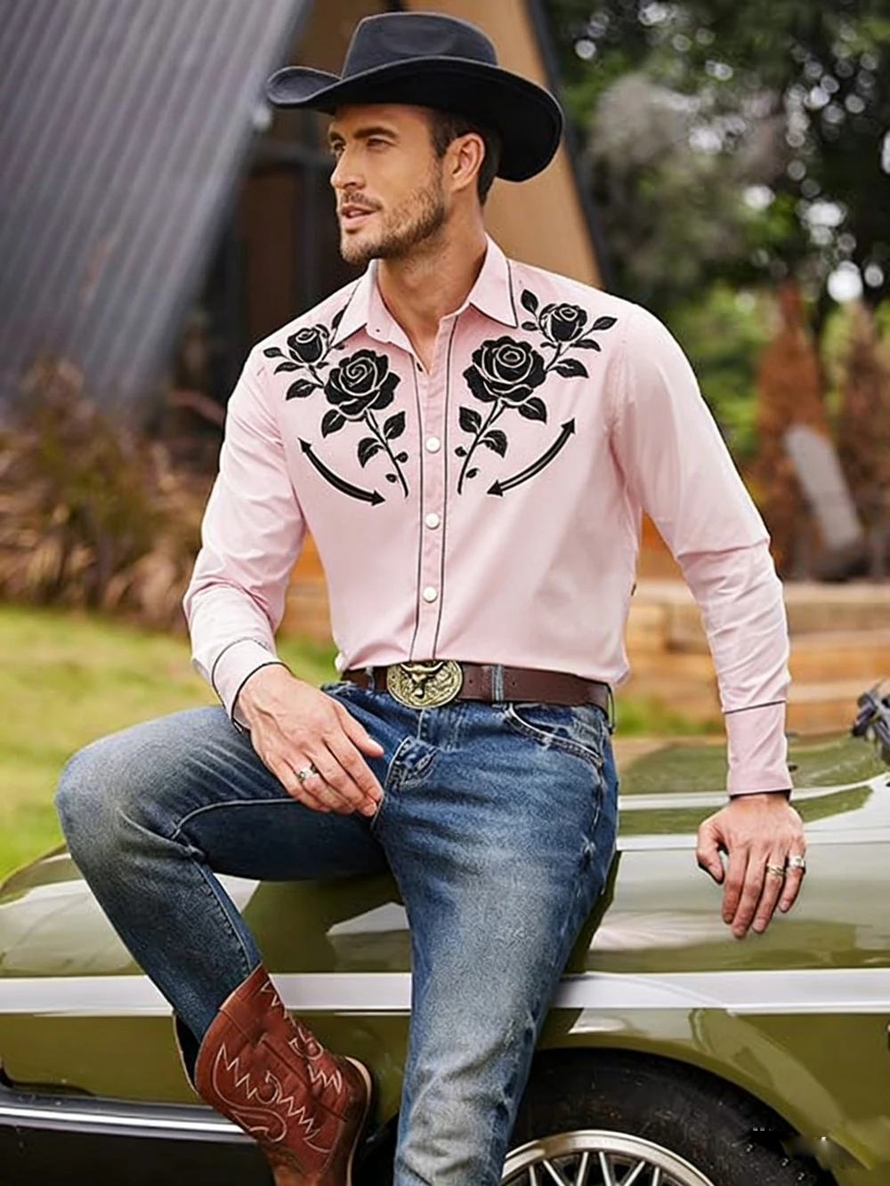 

2026Men's New Western Cowboy Country 3D Printed White Shirt Hawaiian Vacation Casual Holiday Party Shirt Men's Clothes for You