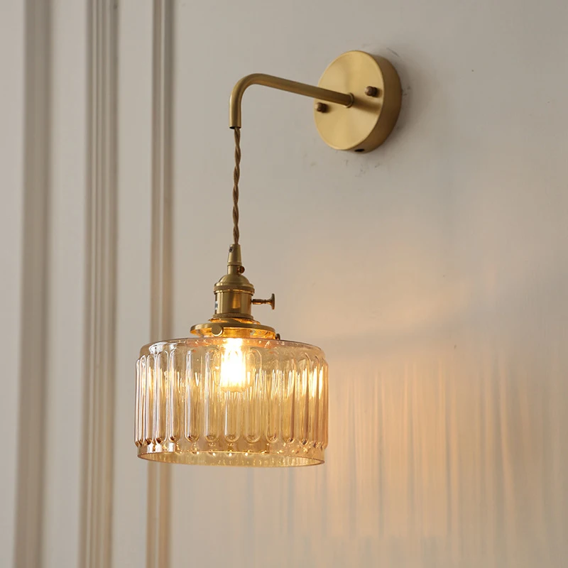 Vintage Elegance Adjustable Glass Pendant with Adjustable Wire Minimalist Led Wall Lamps with Brass Socket for Home Decor