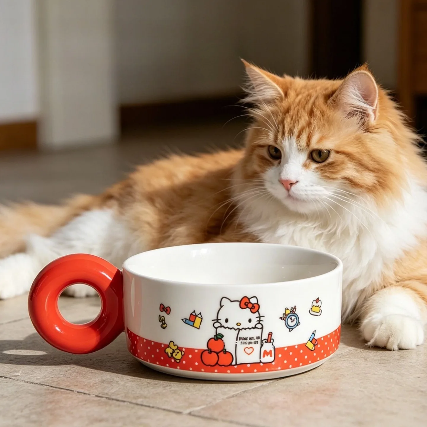 

Anime Sanrio Hello Kitty Ceramic Pet Bowl Food Water Bowl for Cats Dogs Cartoon Gift for Pets Kawaii Lovely Cute 2026 New Pretty