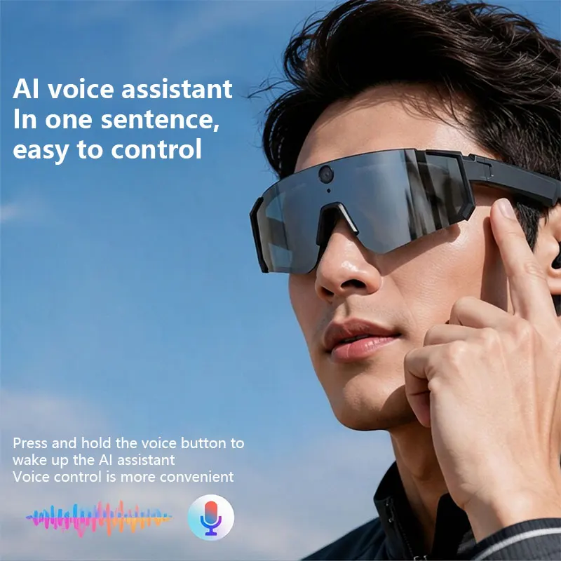 Lenovo 2026 New Smart AI Glasses 8MP Anti-shake Camera Cycling Video&Photo Chat GPT Sport Sunglasses Dual Mic Windproof Goggles image 3