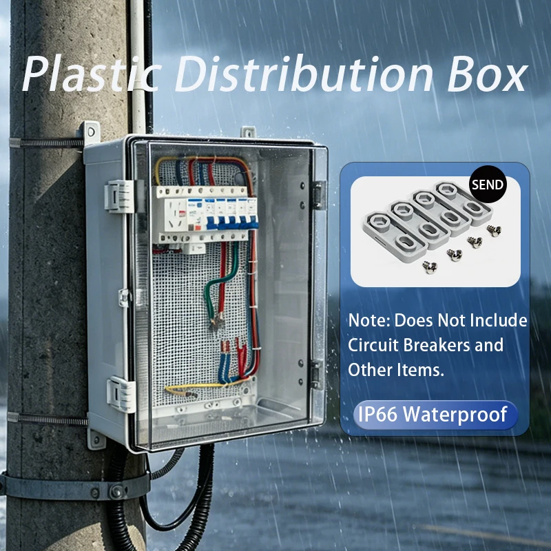 IP66 Waterproof Junction Box Electrical Enclosure ABS Gray/Transparent Outdoor Power Distribution Case Plastic Connections Box