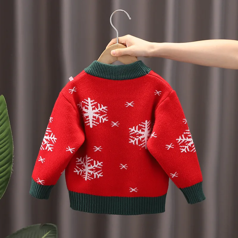 2024 New Christmas Sweater Children Elk Long-sleeved Top Trendy Kids Pullover Sweater Autumn and Winter Inner Clothes