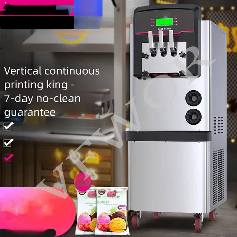 Commercial Stainless Steel Automatic Vertical Ice Cream Machine Fruit Flavors 3 Flavors Large Output Soft Ice Cream Cone