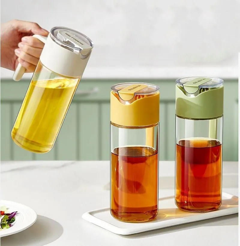 

550ml Oil Pot Automatic Opening And Closing Soy Sauce Bottle Vinegar Bottle No Oil Leakage Sealed Seasoning Pot Glass Oil Bottle