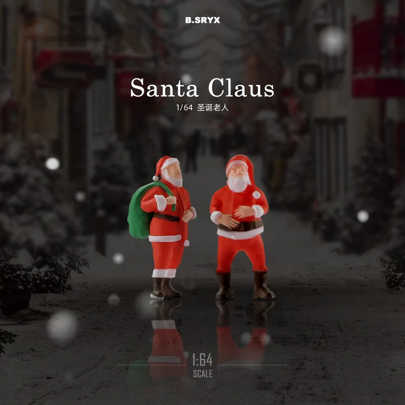 1:64 Santa Claus Reindeer Miniature Doll Toy for Macro Photography, Small Figure Model, Sandbox Prop
