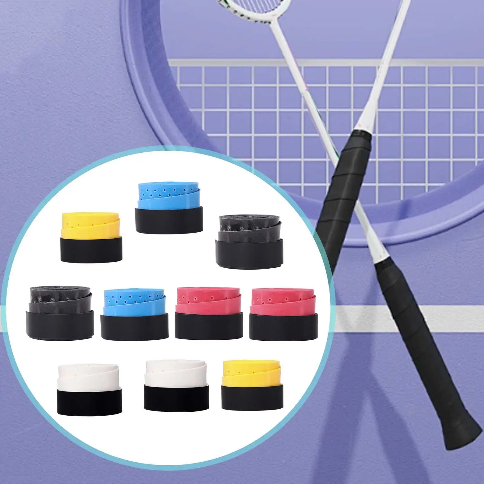Envolturas de cojín de agarre de bádminton, cintas de agarre de raqueta de tenis transpirables de alto rendimiento para Fitness, deporte al aire libre, 10 unidades