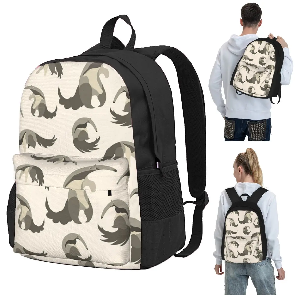

Anteater Pattern Backpack Student BookBag Children School Bag Laptop Shoulder Bags for Men Women