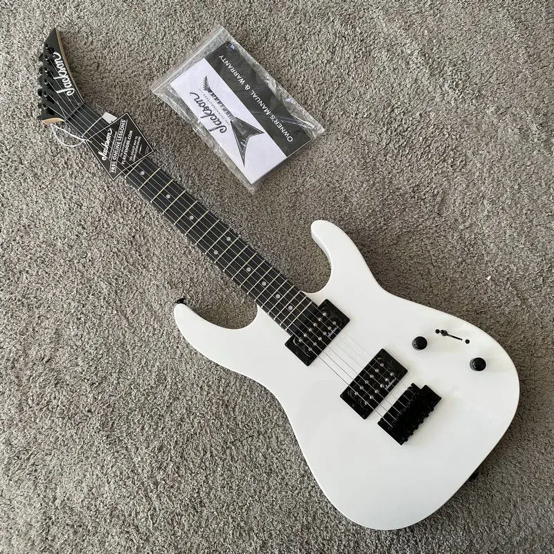 Guitarra Eléctrica Jackson JS11 Dinky de 22 Trastes, Cuerpo de Madera Sólida, Instrumento de Práctica para Principiantes, Color Blanco, Alta Calidad