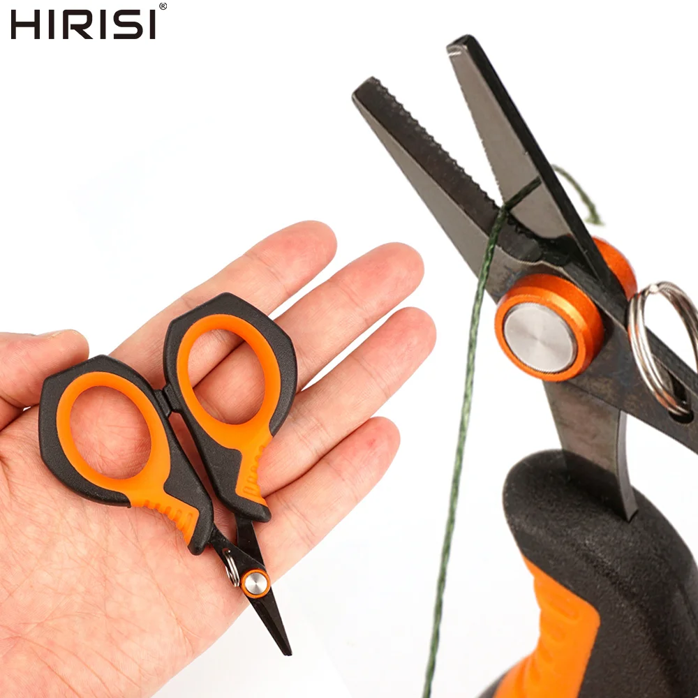 Hirisi Braid Line Scissors Stainless Steel Titanium Coating Serrated Edge Anti-Slip Handle PE Line Cutter Carp Fishing Tool JD09