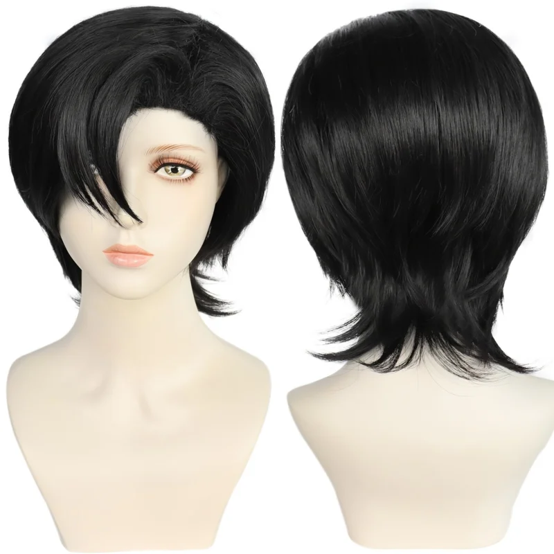 

Men's Anime Cosplay Short Black Straight Wig 12Inch Synthetic Halloween