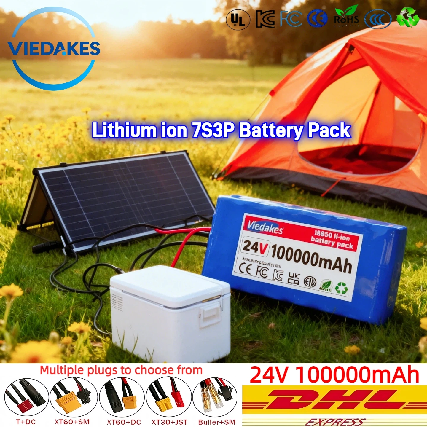 

24V 100AH 7S3P Lithium Battery Pack + 29.4V 2A Charger - For Electric Wheelchair, Toy Car, Scooter
