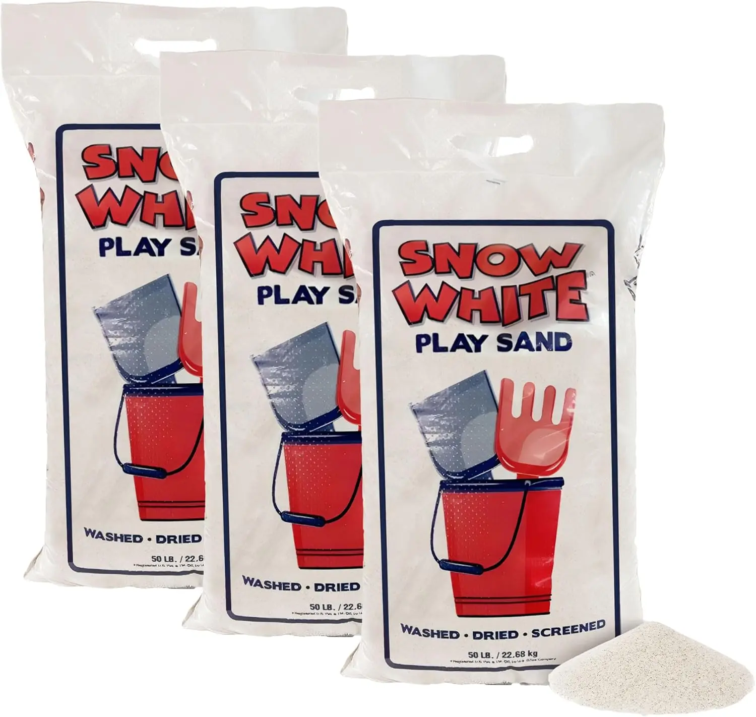 

Large 50 Pound Play Sand, Finely Graded, Fully Washed and Easy to Use for Children's Art, Trays, and Sandbox, 3 Pack