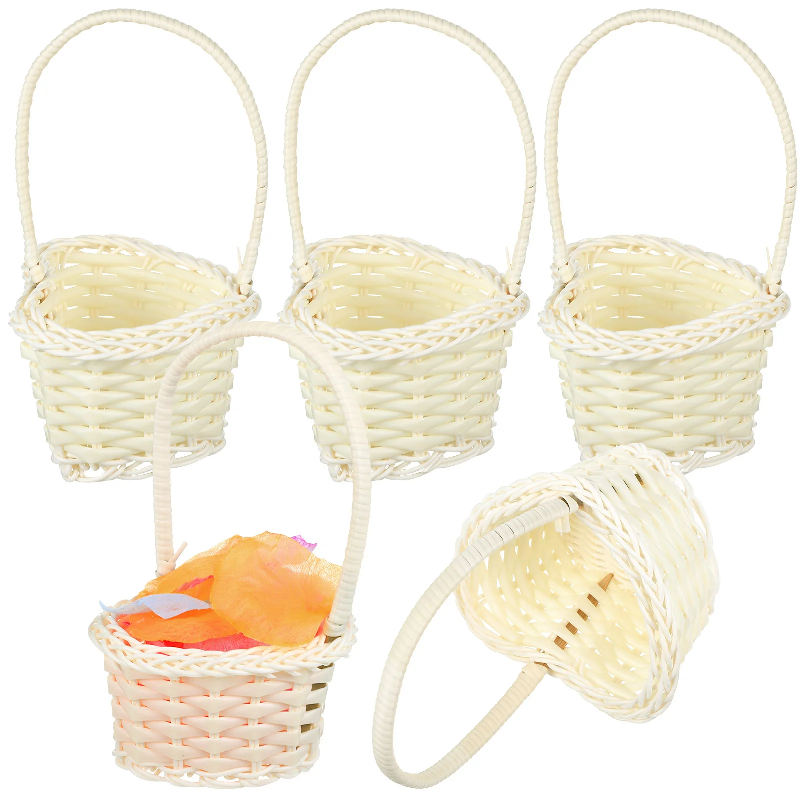 

Woven Flower Basket Plastic Reusable Wedding Fruit Beautiful Handheld Girl Bread Container