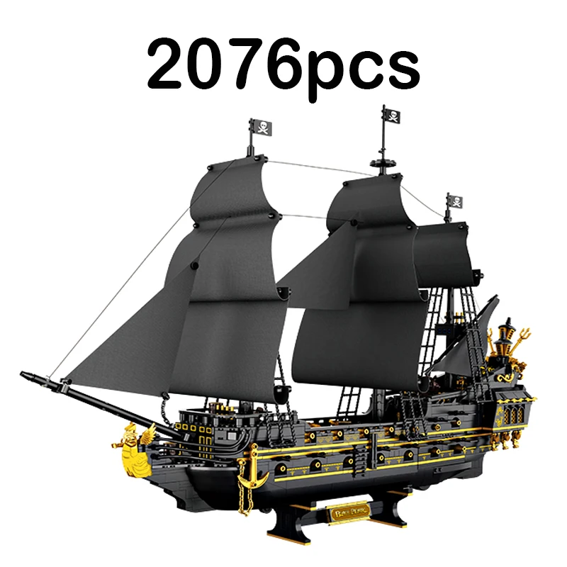 FC6010 2076pcs MOC Creativity Pirate Ship Building Blocks Model Boat Bricks Assembling Toys for Boys Christmas Gift Set