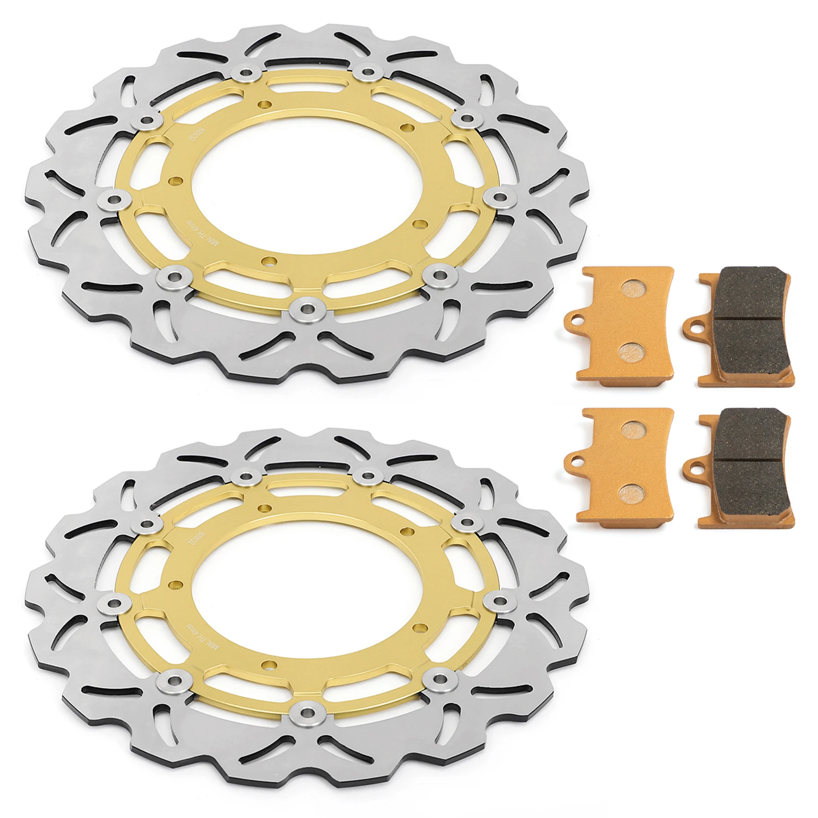 Front Brake Discs Disks Rotors Pads For Yamaha YZF R1 1998 1999 2000 2001 2002 2003 2004 2005 2006 2007 08 09 10 11 12 13 14 Set