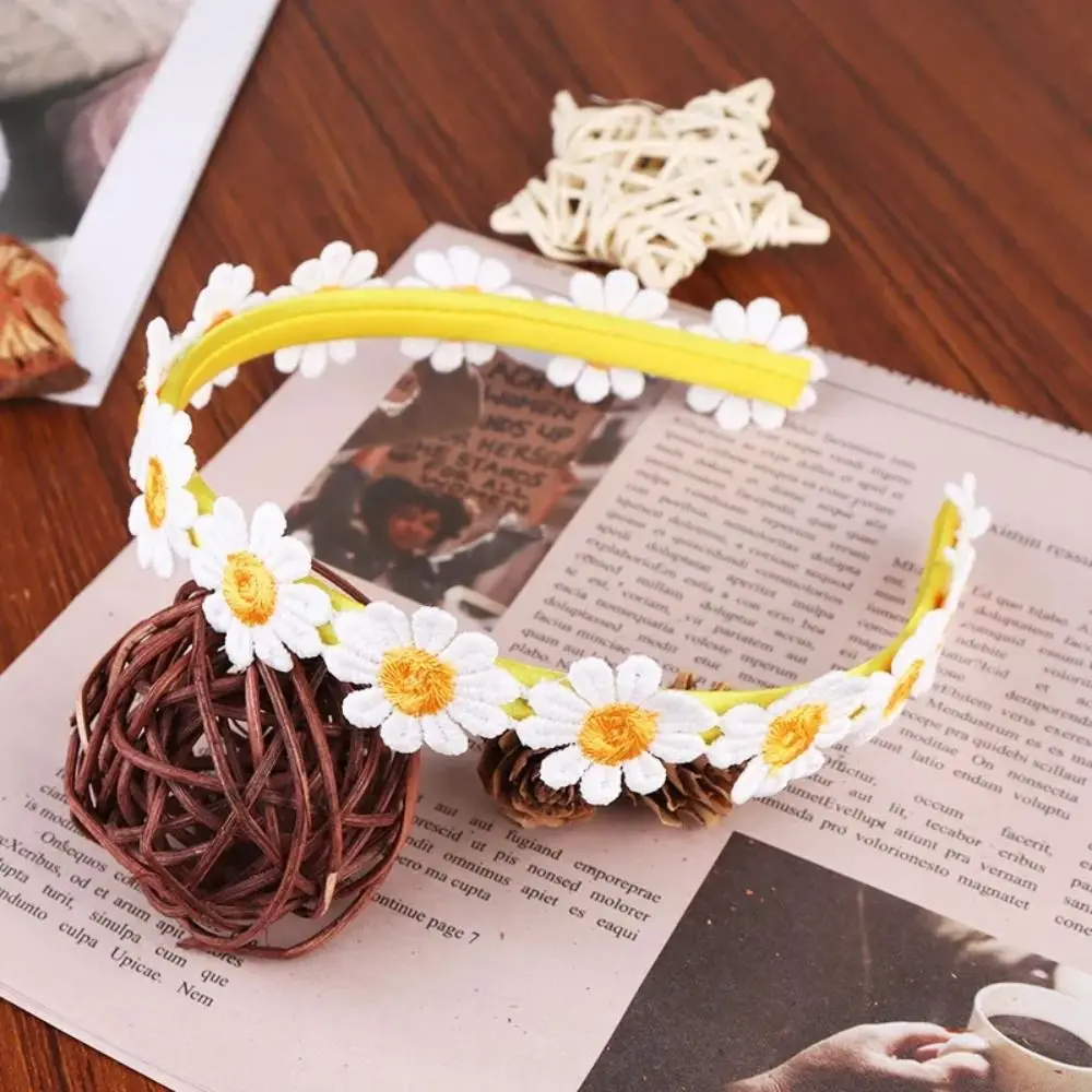 Hair Ornament Daisy Headband Wash Face Embroidered Flowers Headwear Yoga Facial Mask Hairband for Women Lady Girl