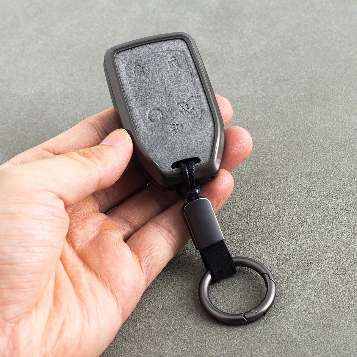 Car Key Fob Case Cover Keychain For Chevrolet Silverado 1500 2500 Tahoe Suburban GMC Yukon Terrain Sierra Acadia Metal Leather view 3