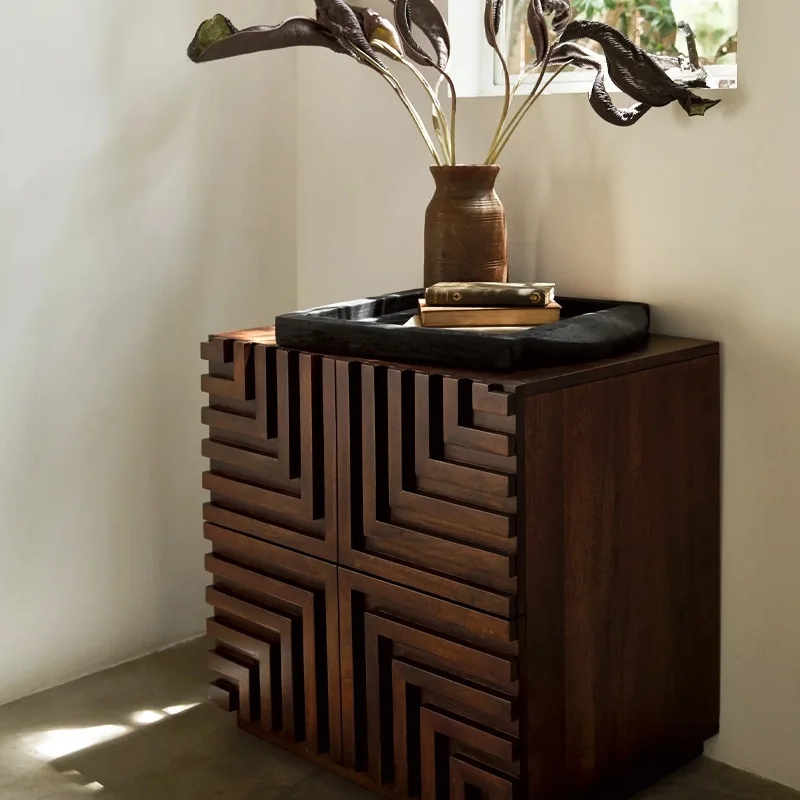 Retro solid wood bedside table creative locker high cabinet home