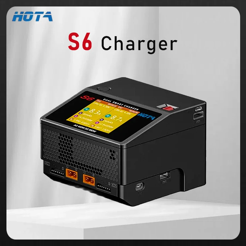 

HOTA S6 15A Dual Channel Smart Ultra Small Size Charger AC400W /DC650W For Lipo LiHV LiFe LiIon NiZn NiCd NiMH Battery