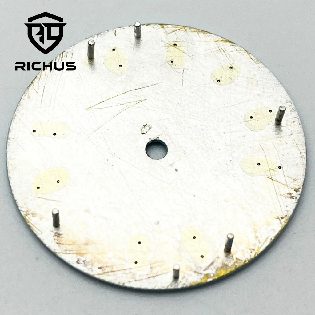 RICHUS 29 mm Zifferblatt, poliertes/gebürstetes Zifferblatt, blau-grün leuchtend, passend für NH34 NH35 NH36 ETA2824 2836 Miyota8215-DG Uhrwerk