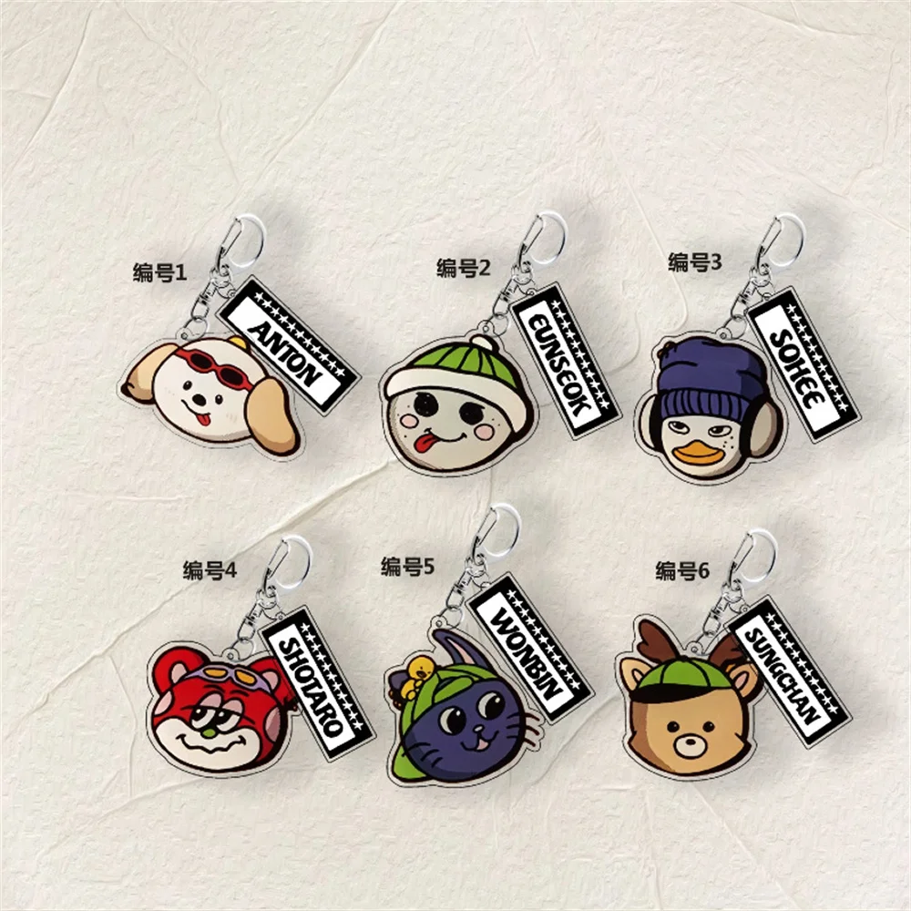 KPOP RIIZE 2Pcs/Set Lovely Keychain Double Sides Transparent Acrylic Keyring Pendant Shotaro Eunseok Anton Backpack Accessories