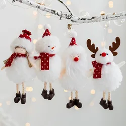 Santa Snowman Elk Cute Plush Girl Pendant Christmas Tree Decoration Pendant 2024 Happy New Year Gift for Children