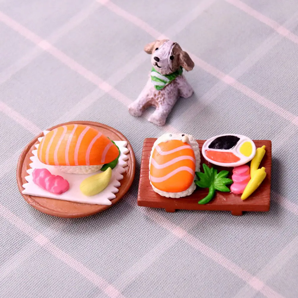 4 Adornos de Sushi en Miniatura, Decoración de Comida Japonesa Realista de Alta Calidad para Decoración de Mesa del Hogar, Regalo Festivo, Comida en Miniatura