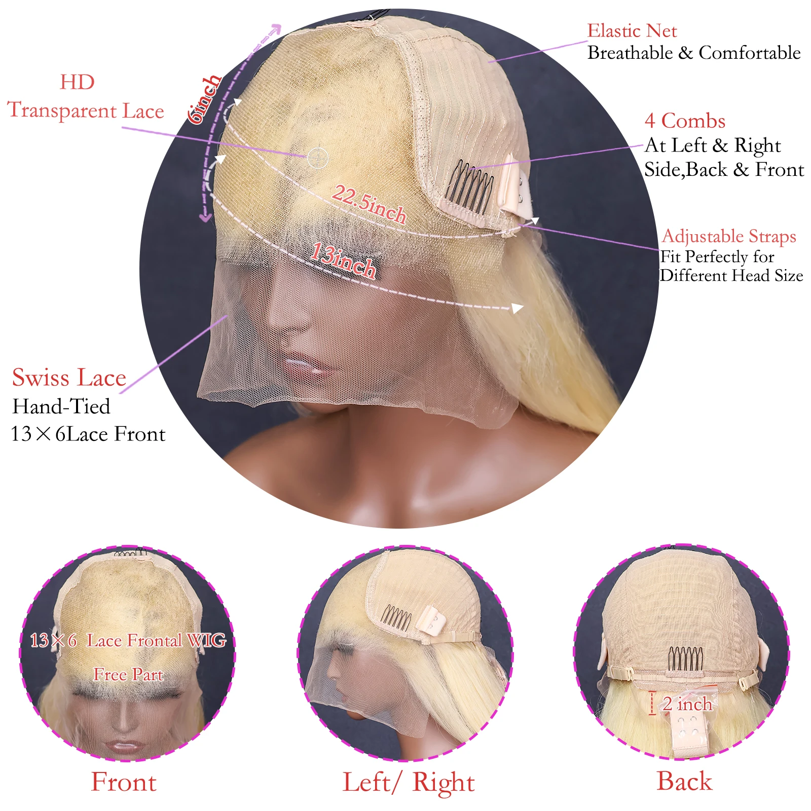 30인치 613 스트레이트 인모 가발 13x6 HD 레이스 프론탈 가발 200% 밀도 프리 플러킹 블론드 613 레이스 프론트 가발 13x4 레이스 가발