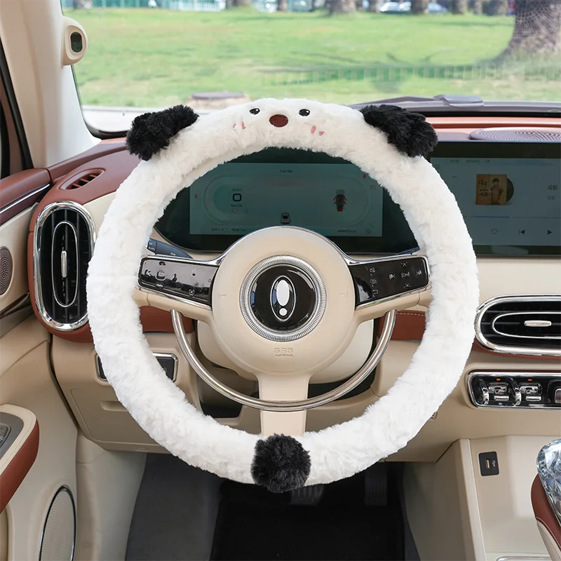 

Cartoon car steering wheel cover winter plush anti freezing warm car handle cover cute monkey wear-resistant steering wheel cove