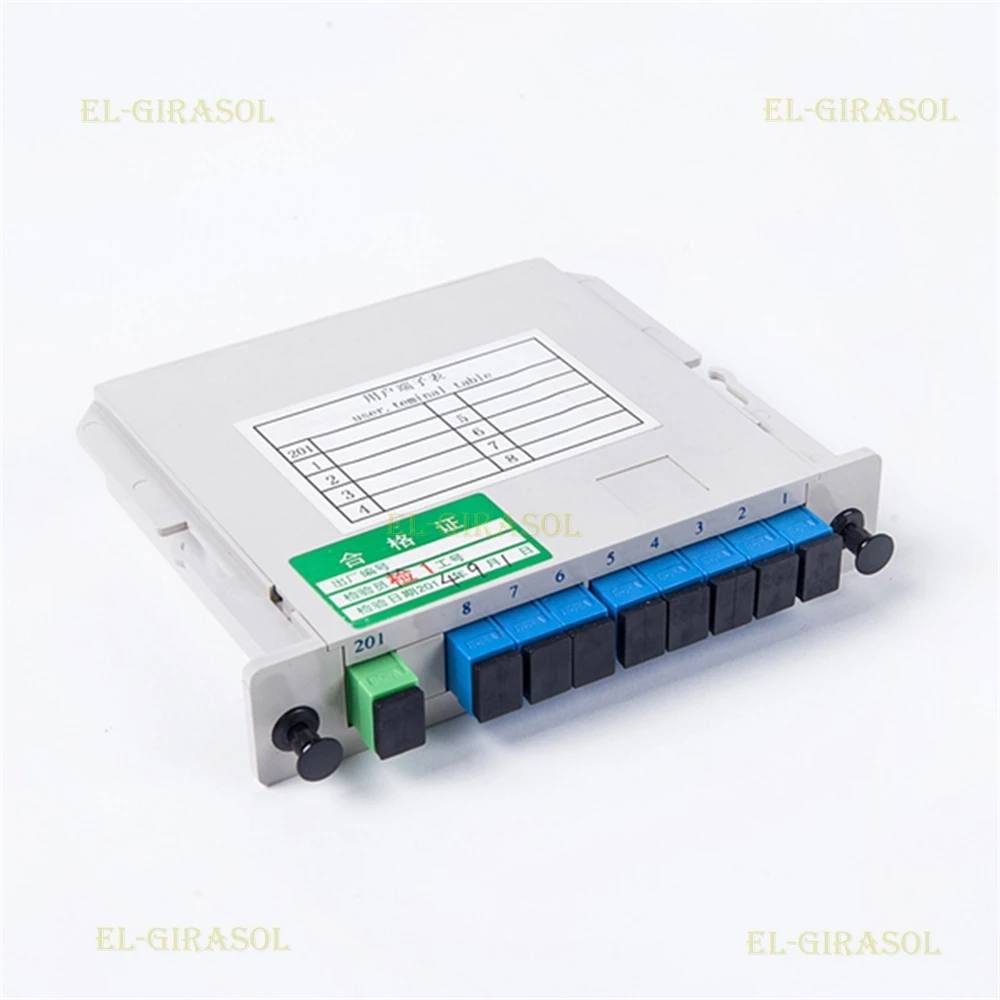 5 pz/lotto alta qualità SC-UPC FTTXPLC 1 x8 scatola ottica in fibra monomodale 1x8 scatola a cassetta Splitter PLC con adattatore SC/UPC