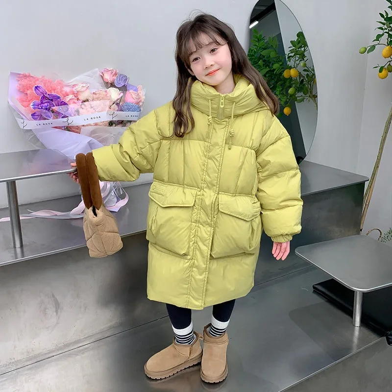 

Новинка 2025 года, детское утепленное пальто на хлопковой подкладке для девочек | Зимняя теплая утепленная куртка средней длины