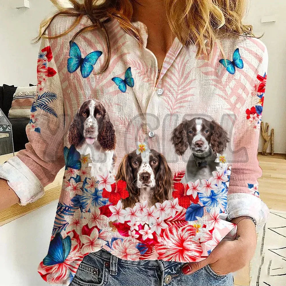 YX GIRL Doberman Tropical Floral Casual Shirt  3D Printed Button-down Shirt Casual Unique Streewear