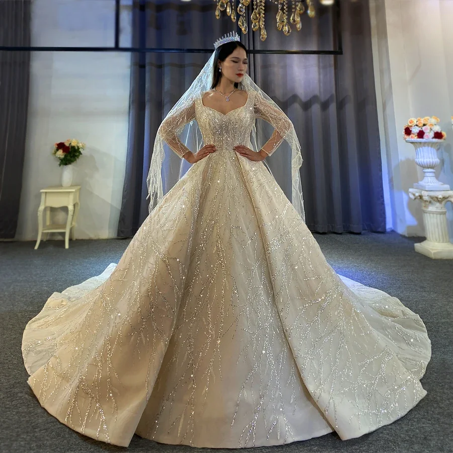 customized Luxury wedding Dresses Long sleeves Robes Lace Appliques bridal dress Vestidos De Novia amanda novias official