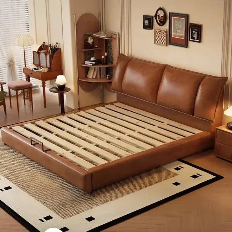 

Heavy Brown Double Bed Adults Items Australia Frame Luxury Double Bed Storage Modern Metal Cama Matrimonial Furniture For Home
