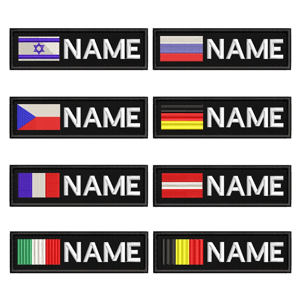 10cmX3cm Israel Flag Custom Personalized Name Patch with Flag Stripes Badge Tags Chevrons Armband Iron On Or Hook Loop