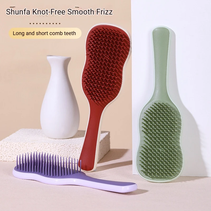 

2-Pack Banana Leaf-Shaped Comb, Hair Smoothing Comb, Special Hairdressing Comb for Long Hair, Home Use Comb for Dry and Wet Hair, Air Cushion Comb