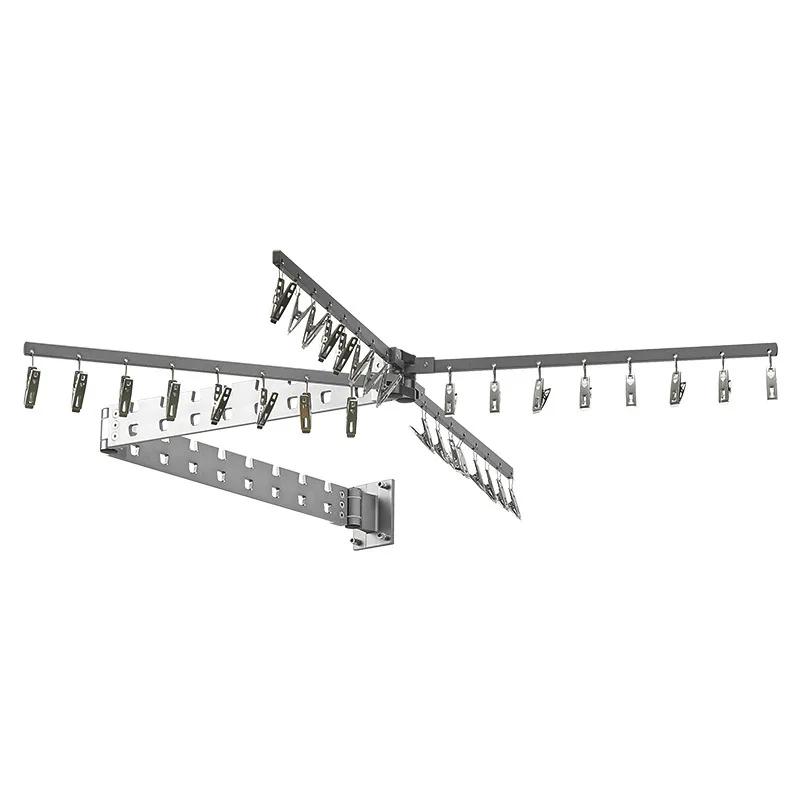 

Folding drying rack Invisible telescopic cooling drying rod Wall-mounted side-mounted Indoor bay window Outdoor artifact